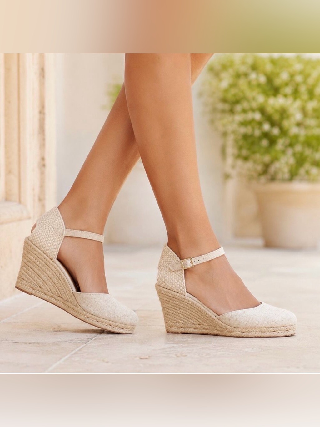 J. Crew Cream Espadrille Ankle-Strap Wedge Sandals Nwob- New Never Worn